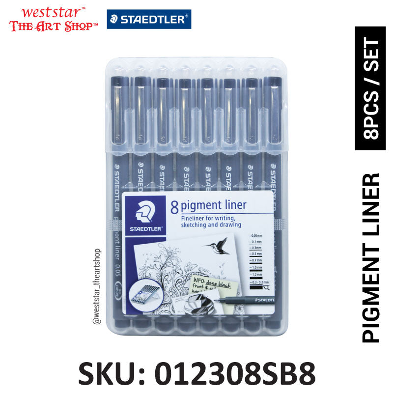 Staedtler Pigment Liner Drawing Pen BLACK | 8pcs / set