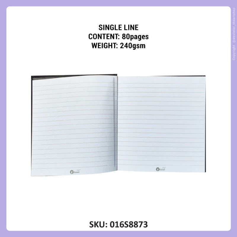 Square Hardcover Note Book, Single Line Note Book (240gsm) 80pages