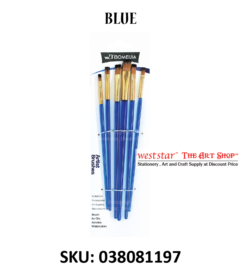 A01970 Brush Set Flat 6pcs | Weststar The Art Shop - Retail & Wholesale