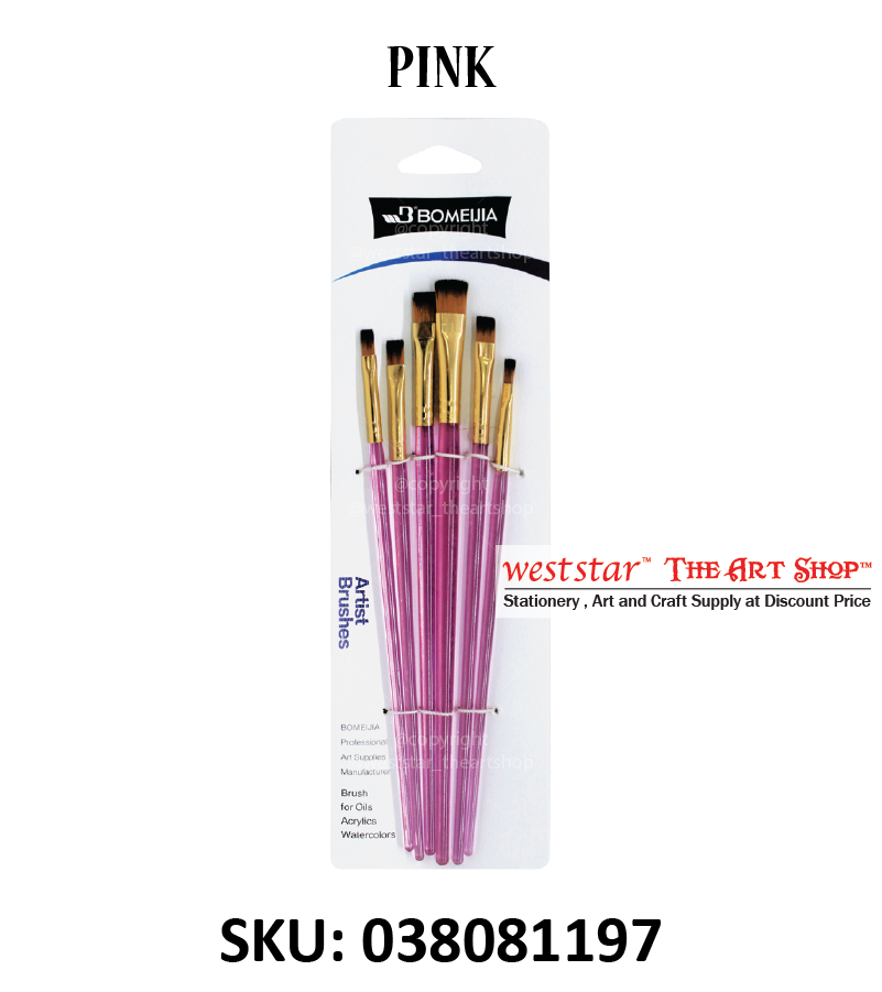 A01970 Brush Set Flat 6pcs | Weststar The Art Shop - Retail & Wholesale