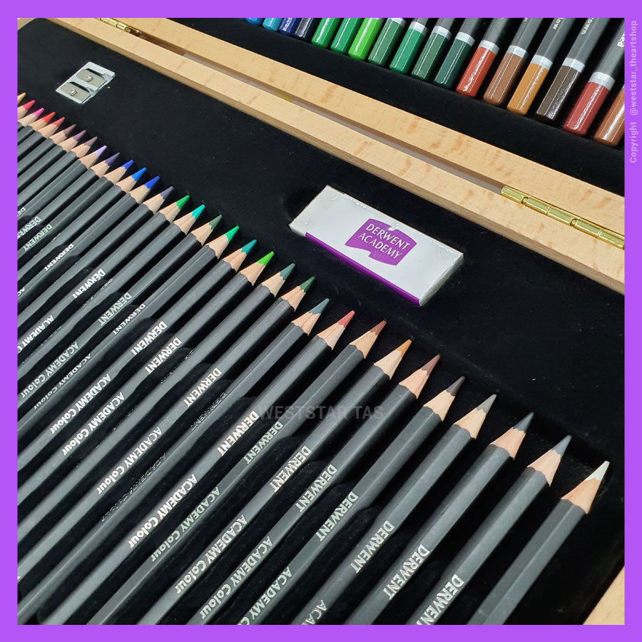 Derwent Academy Color Pencil Set Wooden Box 48pcs / 72pcs (colors pencil + watercolor pencil)