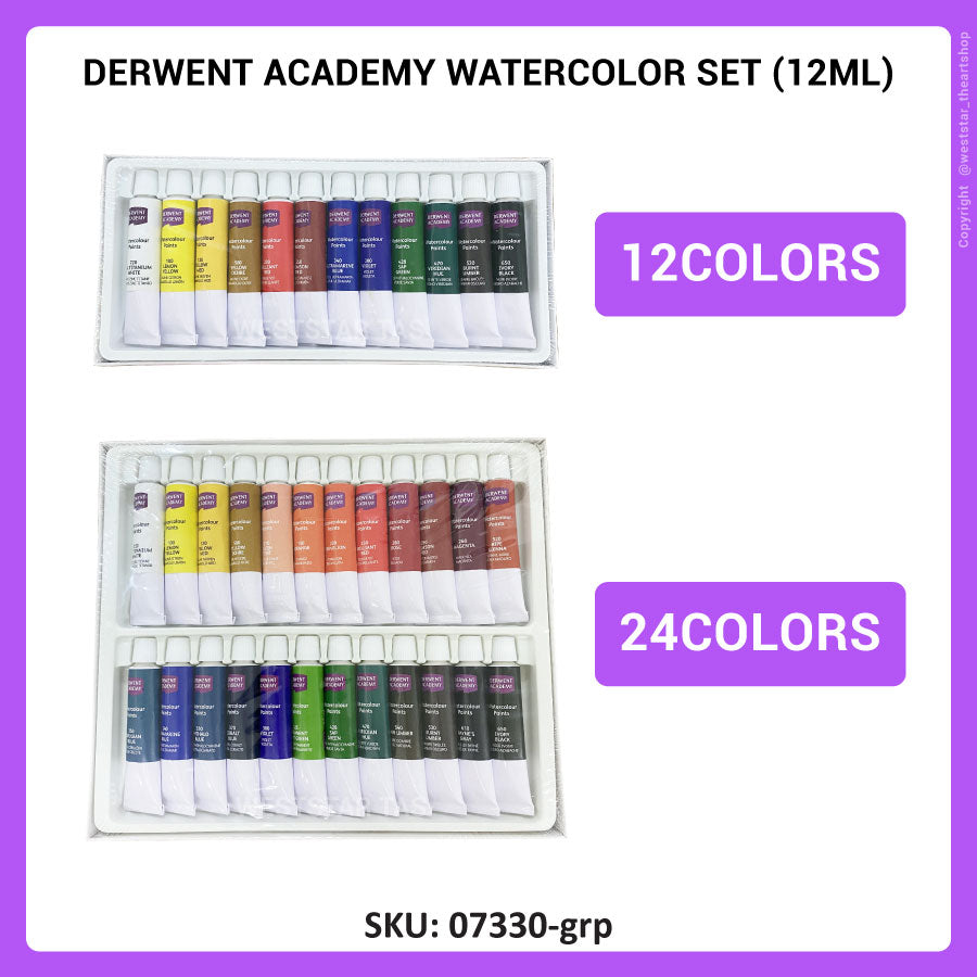 Derwent Academy Watercolor Set (12ml) 12colors, 24colors