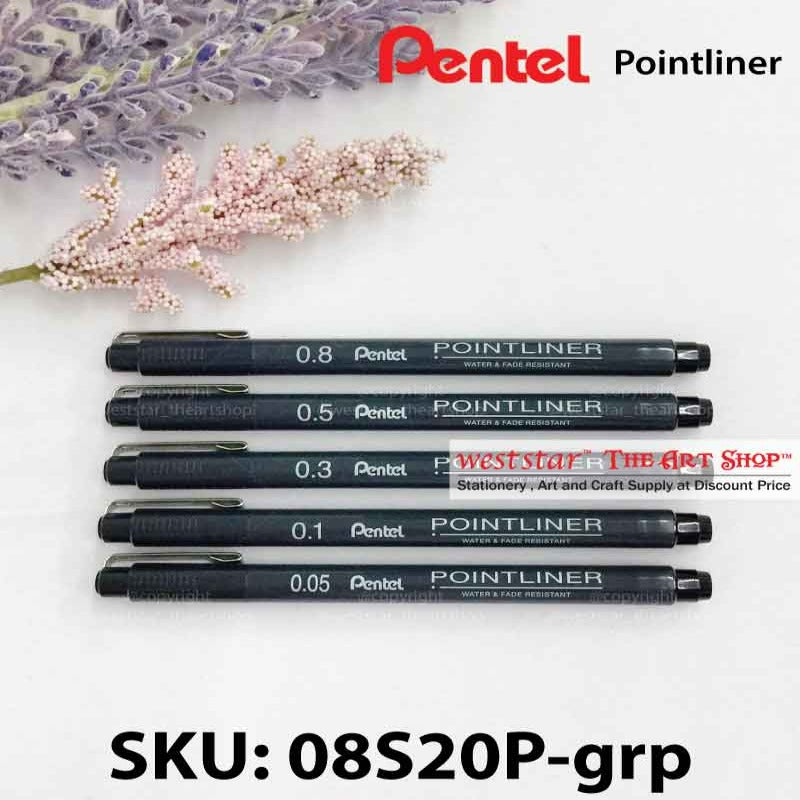  Pentel Arts Pointliner Drawing Pen, 0.1mm, Black Ink