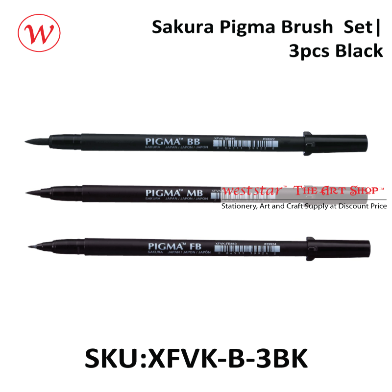 Sakura Pigma Brush Set| 3pcs Black