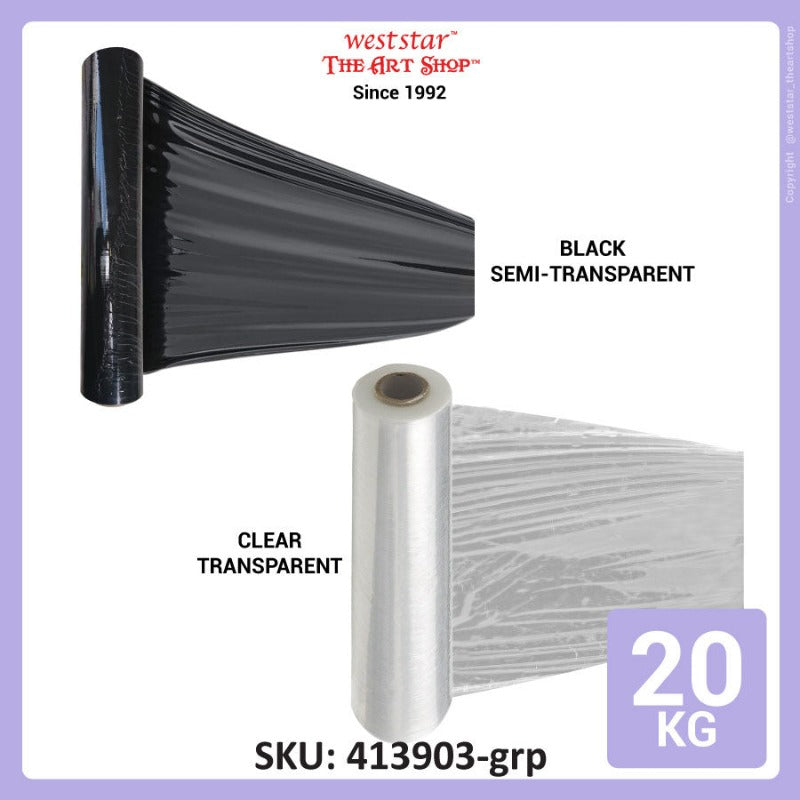 Stretch Film, Shrink Wrap, Clear/Black (50cm x 2kg)