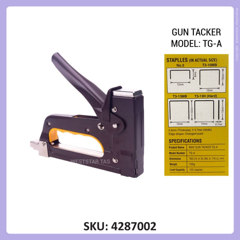 Max Stapler Gun, Heavy Duty Gun Tacker (TG-A) - BROWN