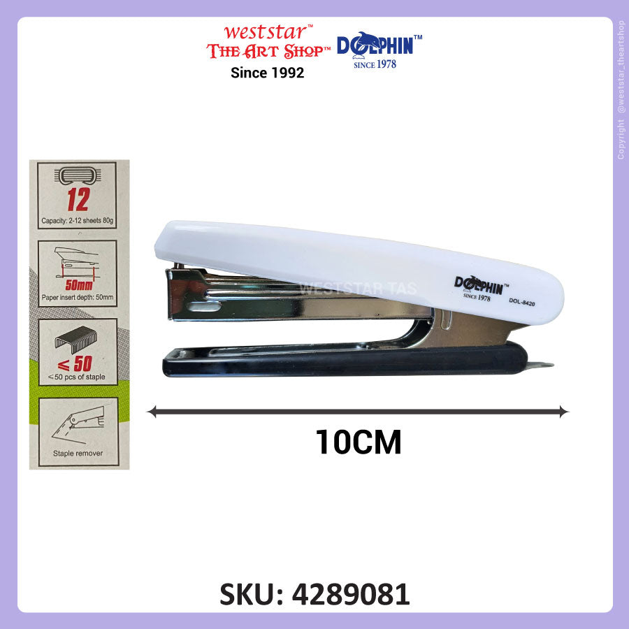 Dolphin Stapler (DOL-8420) No. 10 Stapler (2-12sheets) (Random Color)