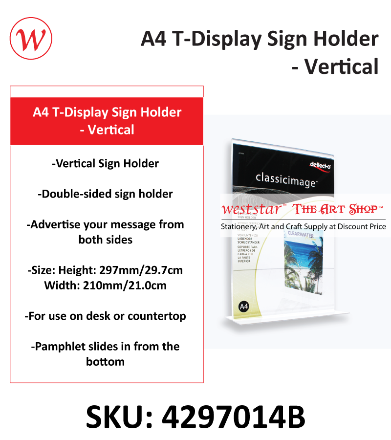 A4 T-Display Sign Holder- Vertical