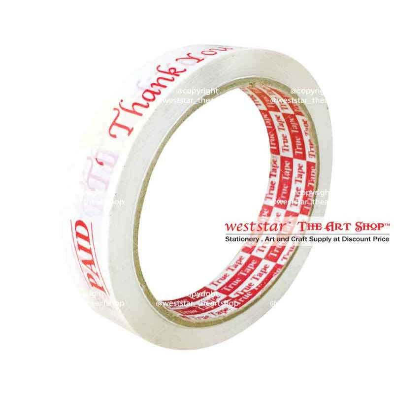 LTI OPP Printed Tape 18mmx45m "THANK YOU PAID"