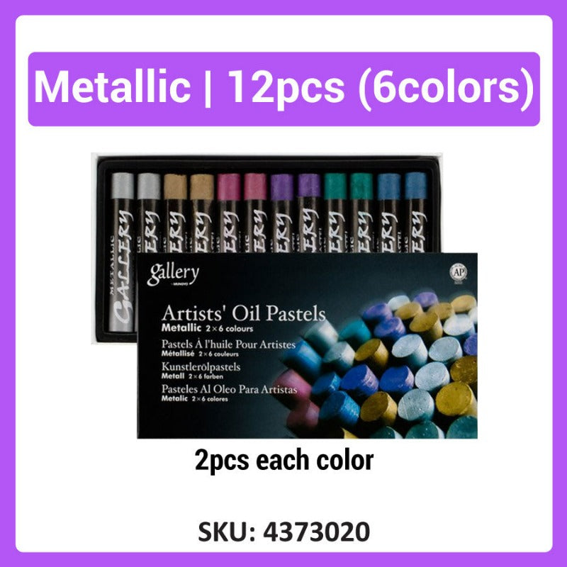 Gallery Artists' Oil Pastels, Metallic Oil Pastel, Fluorescent Oil Pastel | 12pcs