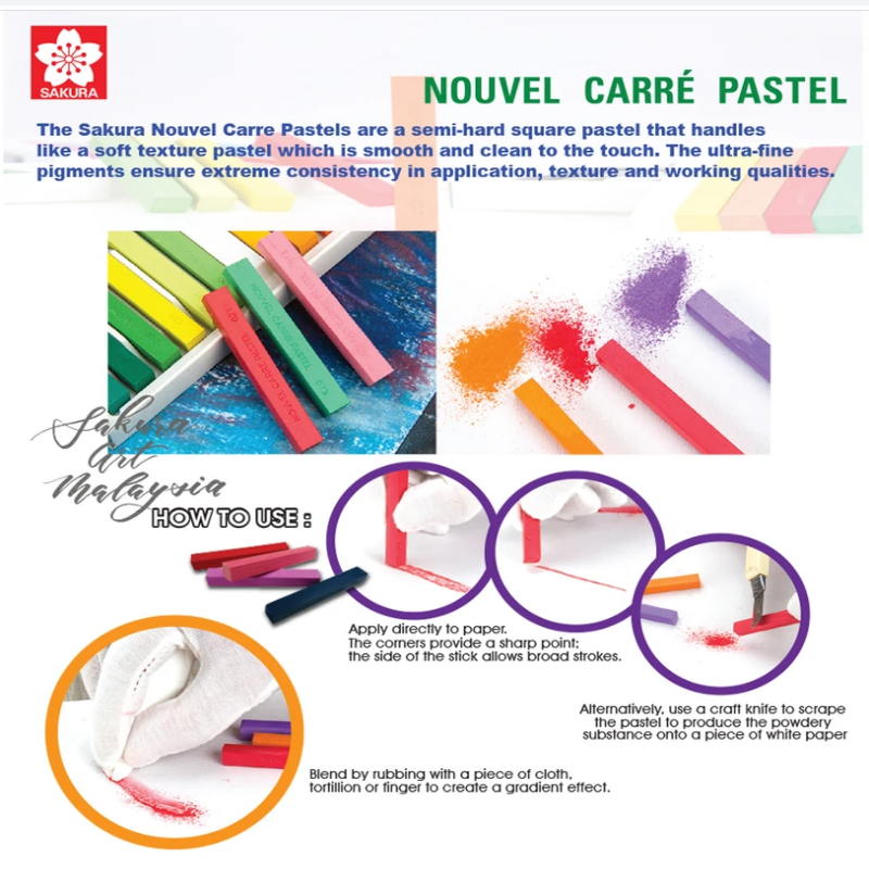 Sakura Nouvel Carre Pastel , Soft Pastel | 12 Colors
