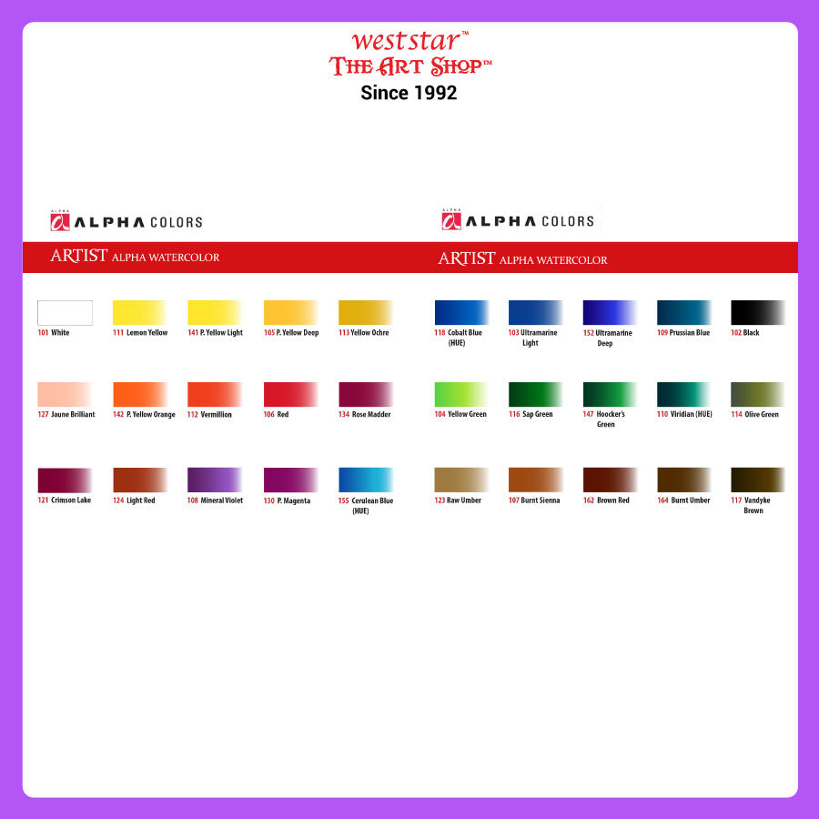 Alpha Artist Water Color 7.5ml | Single Tube