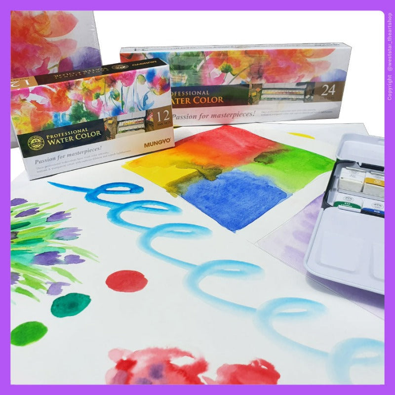 Mungyo Professional HalfPan Watercolour Set Mungyo Half Pan Watercolor Half Pan Set (12colors, 24colors, 48colors)