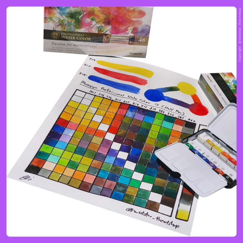 Mungyo Professional HalfPan Watercolour Set Mungyo Half Pan Watercolor Half Pan Set (12colors, 24colors, 48colors)