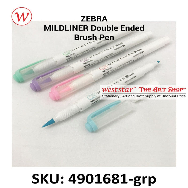 Zebra Mildliner Brush Pen Marker, Brush Marker Twin Tip, Double-Sided Marker, Super Fine Marker