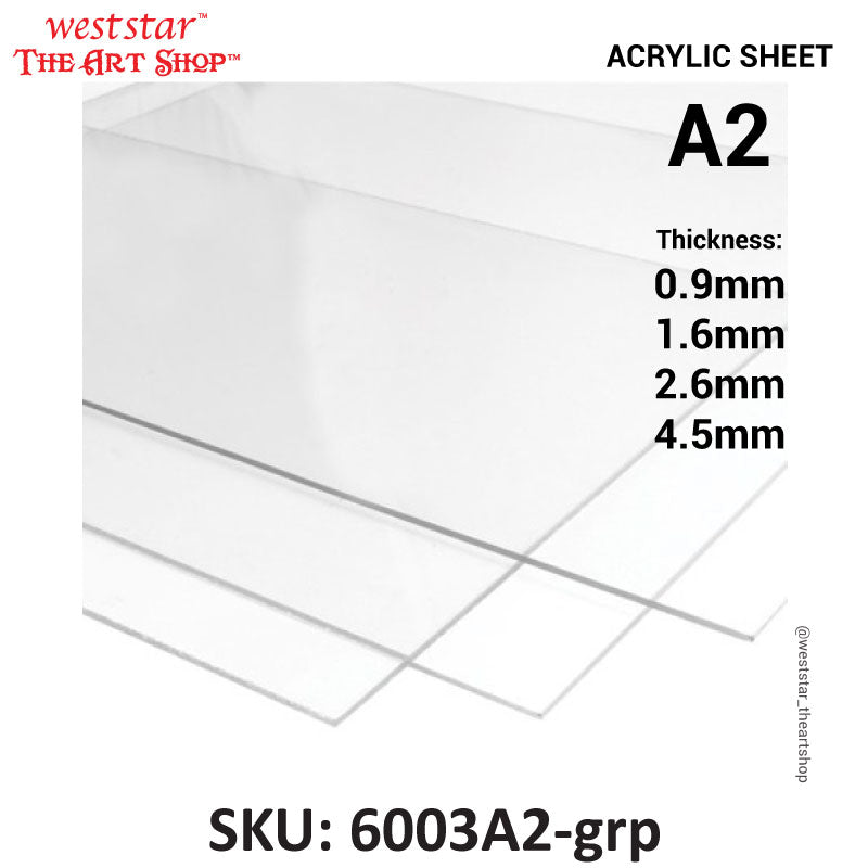 A2 Acrylic Sheet / Perspex (Clear) 425mm x 608mm | 0.9, 1.6, 2.6, 4.5mm
