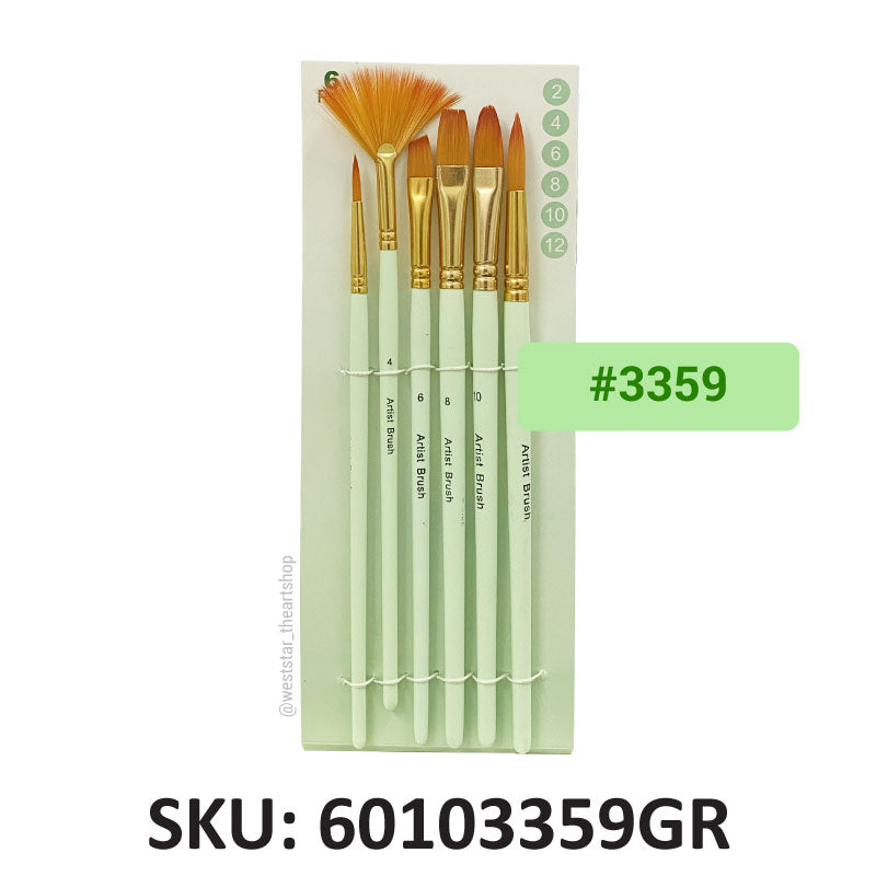 Nylon Brush Set - Pastel Green (#3359) | 6pcs Mix