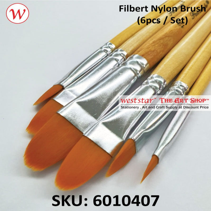 PWB 6pcs Filbert Nylon Brush Set | (Stock Clearance)