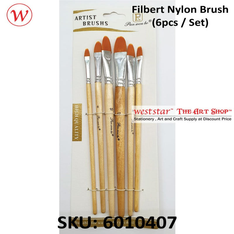 PWB 6pcs Filbert Nylon Brush Set | (Stock Clearance)