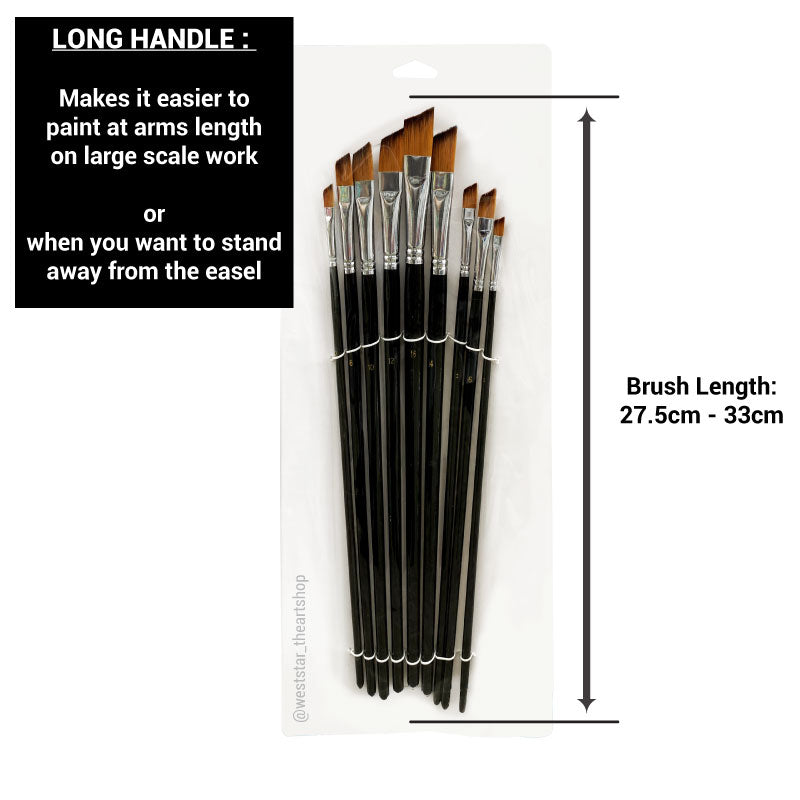 High Quality Nylon Brush Set #9002  (LONG HANDLE) | 9pcs Set