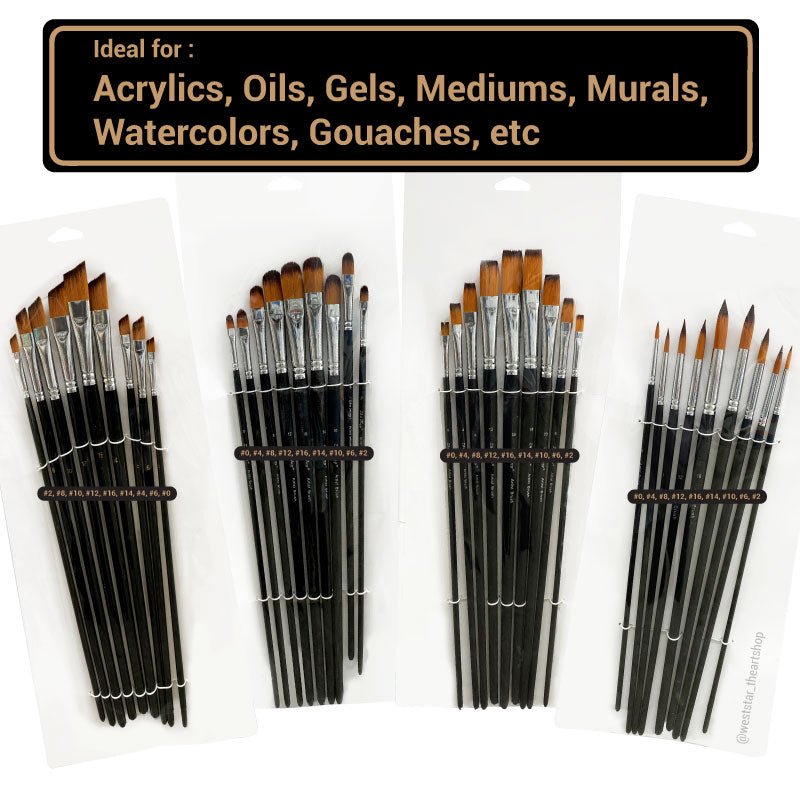 High Quality Nylon Brush Set #9002  (LONG HANDLE) | 9pcs Set