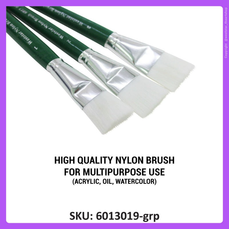 Weststar Broad Nylon Brush Flat Painting Brush (Set of 3pcs)