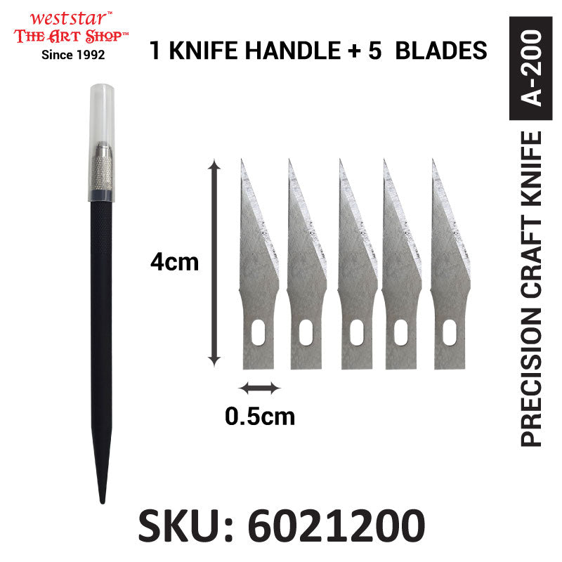 Copper Head Precision Art Knife / Craft Knife + 5 Blade (A-200)