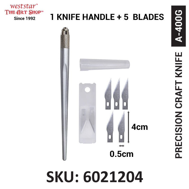 Copper Head Art Knife / Craft Knife + 5 Blade (A-400G)