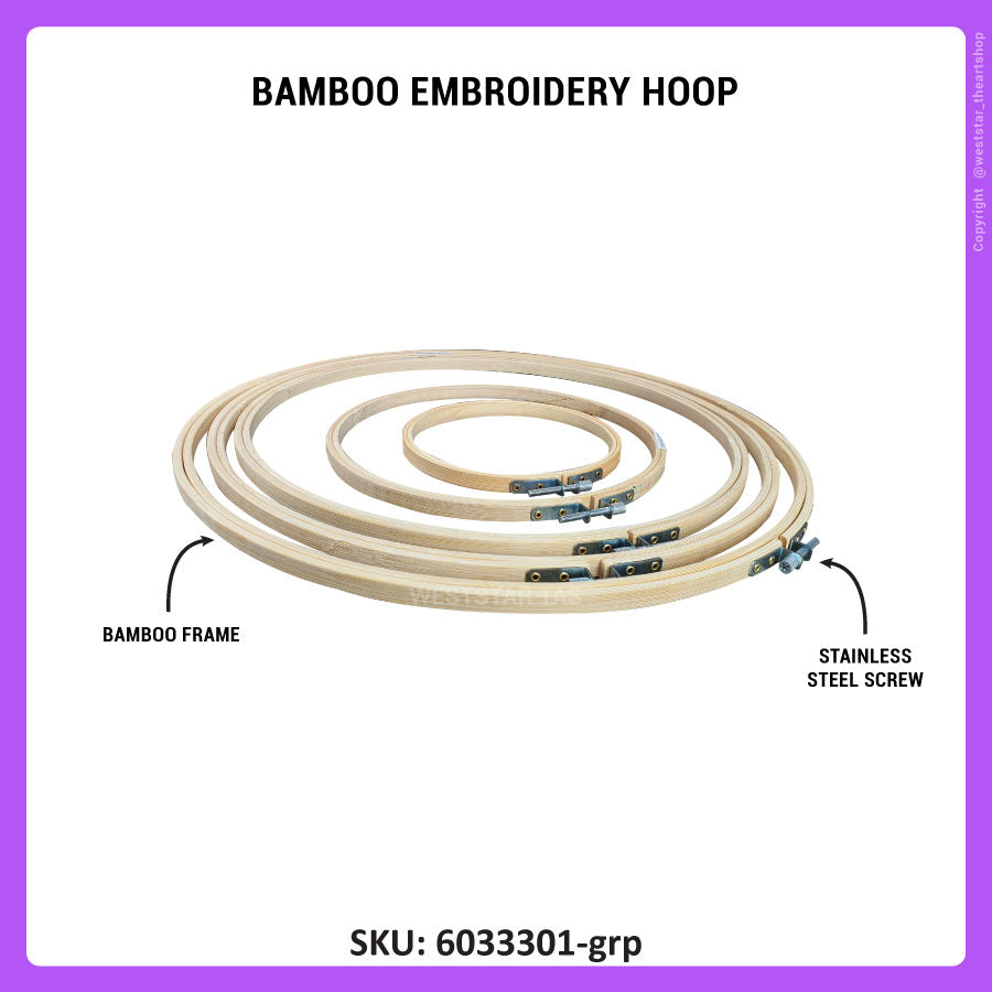 Bamboo Embroidery Hoop Round Frame 13cm, 20.5cm, 23cm, 31cm, 34cm, 37.5cm