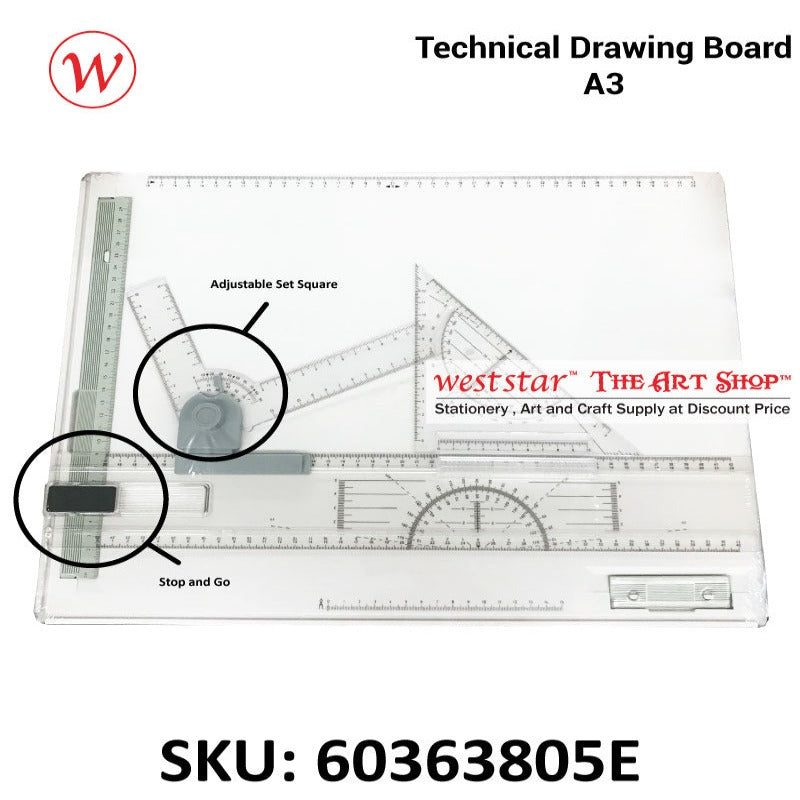 Rapid A3 Board with Adjustable Set Square | Teknik Board