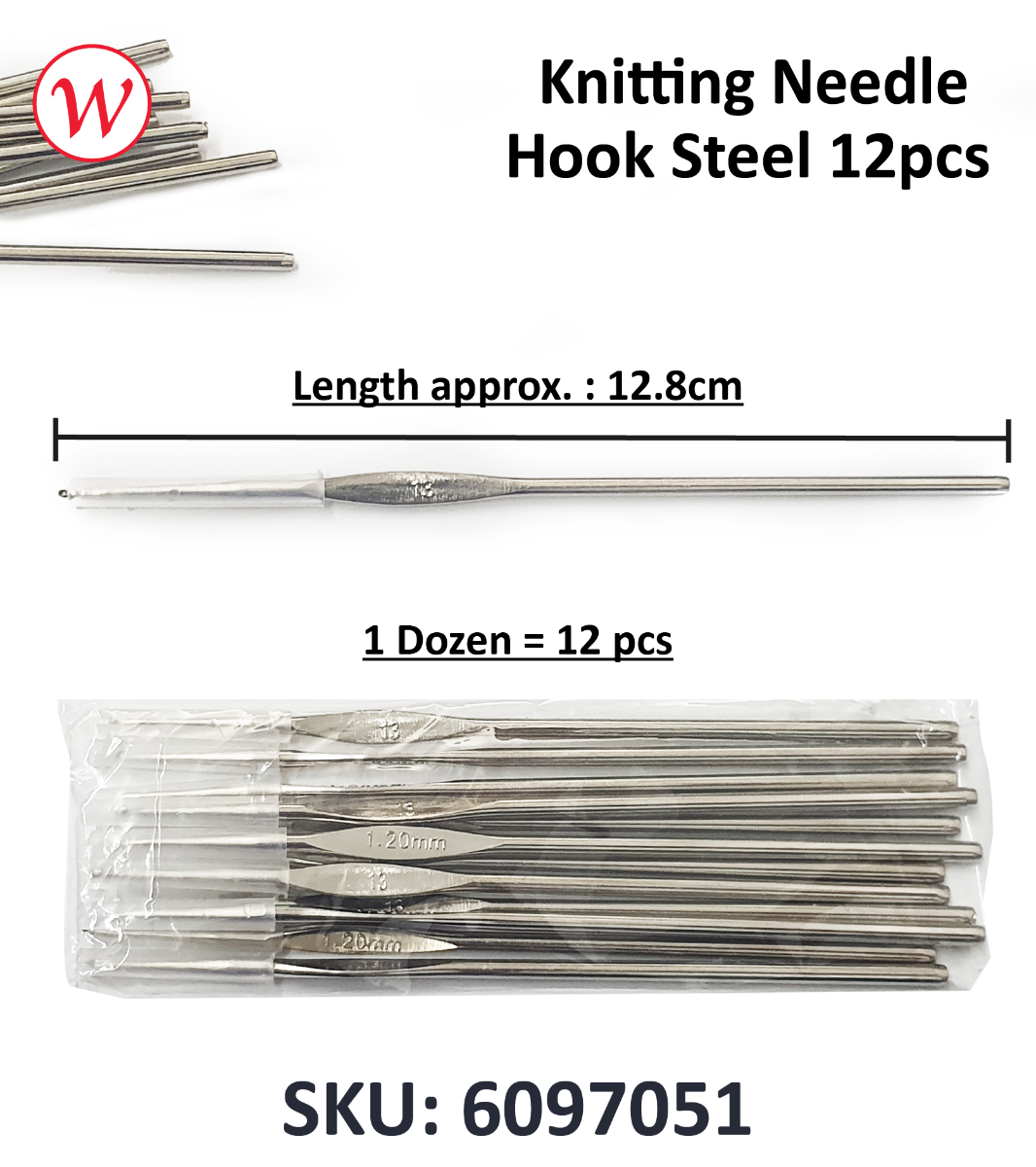 Knitting Neddle Hook Steel 12pcs
