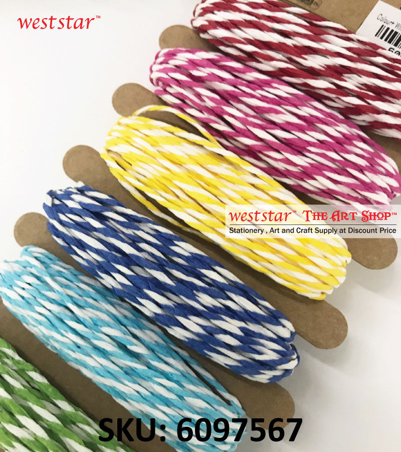 Colour + White Linin Twisted Paper Strings 6 colors