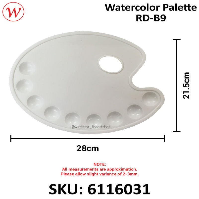 RD-B9 Watercolor Painting Palette with thumb hole (9wells) - 21.5cm x 28cm