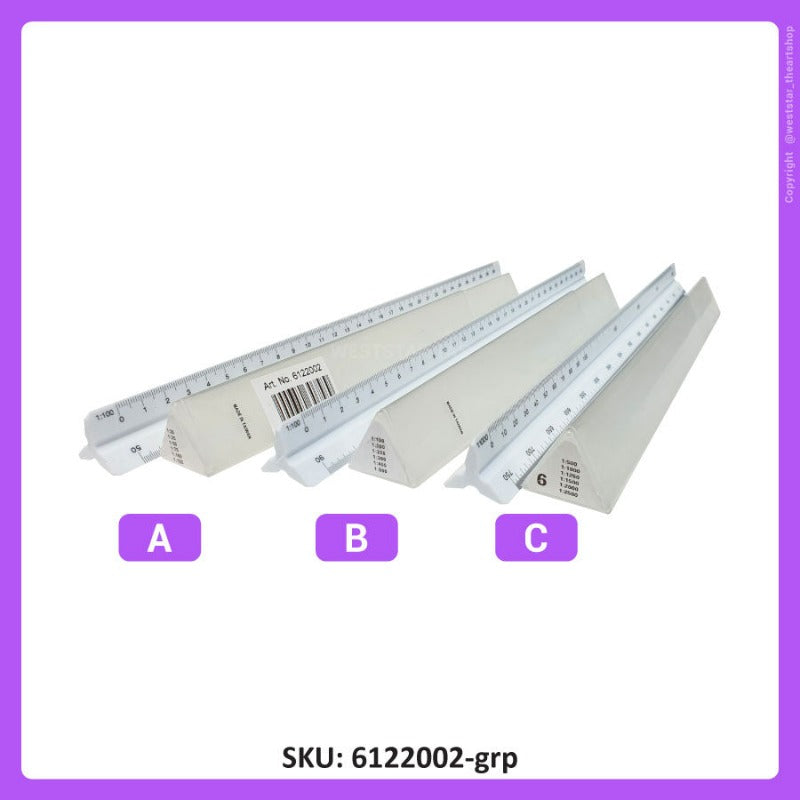 Weststar Scale Ruler A, B, C (TMS-130) Weststar Triangular Scale Ruler 30cm