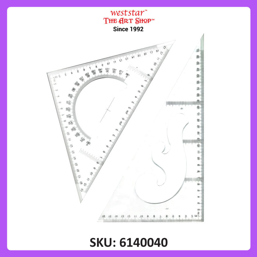 Butterfly Set Square 30cm Set Square Clear Set Square 30cm (2pcs)