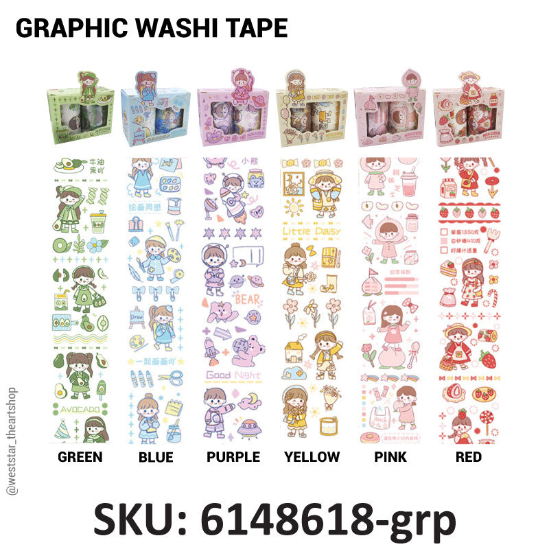 NIKO YD60-001 Graphic Washi Tape (6cm) 2 in 1