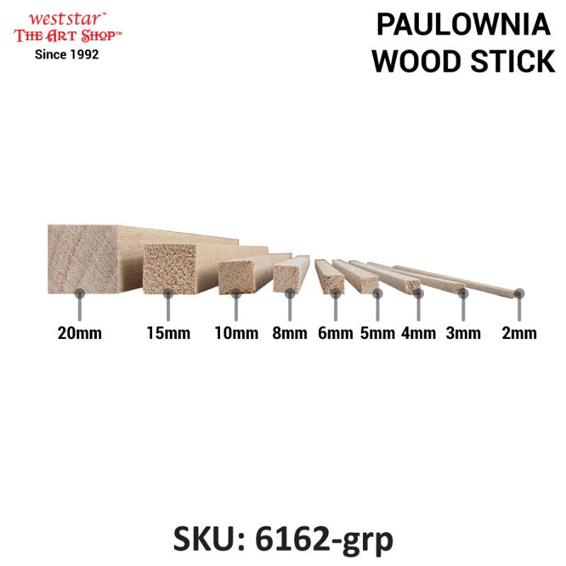 Paulownia Wood Stick , Lightweight, Strong | 25cm length