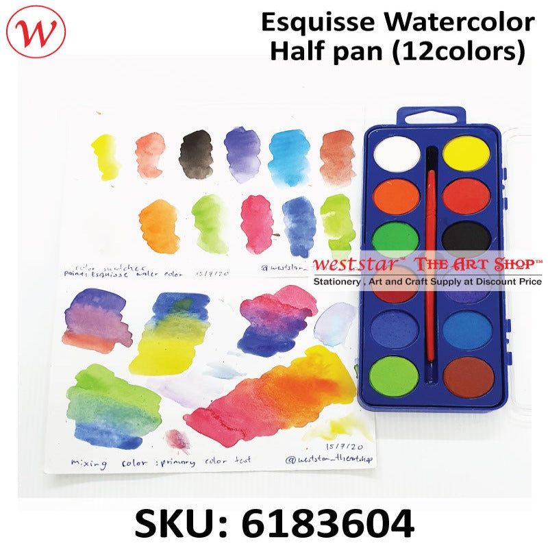 Esquisse Watercolor Half Pan Set | 12colors