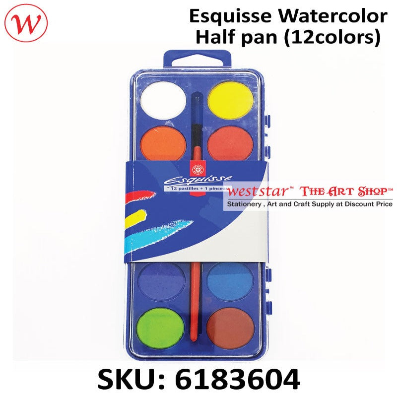 Esquisse Watercolor Half Pan Set | 12colors