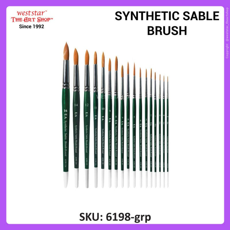ARTYS Synthetic Sable Painting Brush ROUND (Long Handle) - Premium Quality