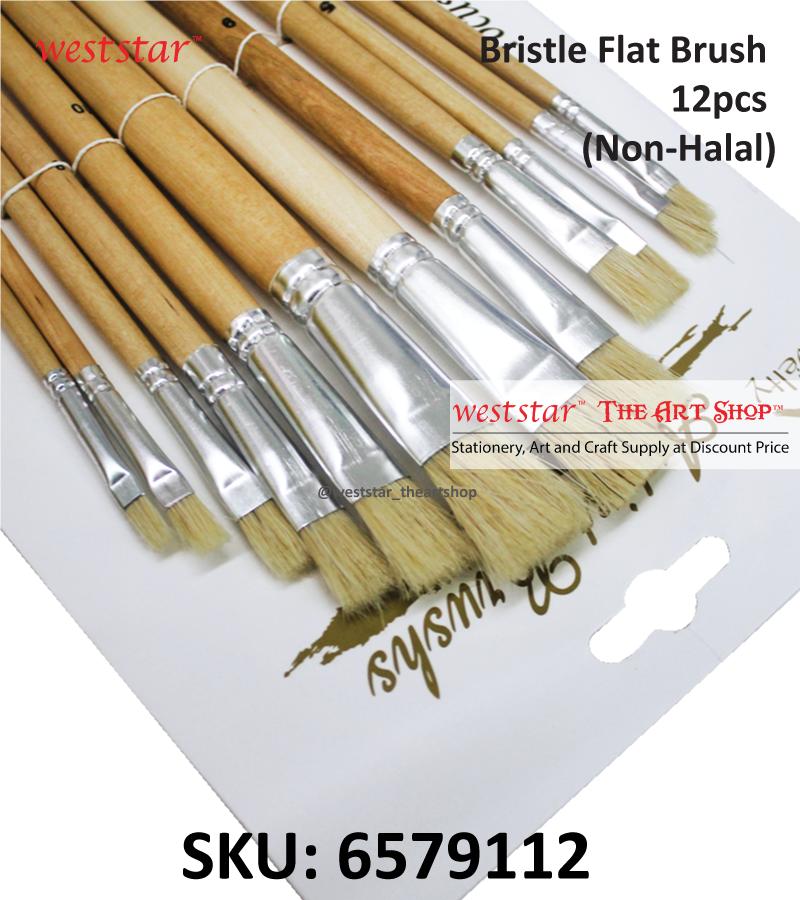 Bristle Flat Brush 12pcs (NON-HALAL)