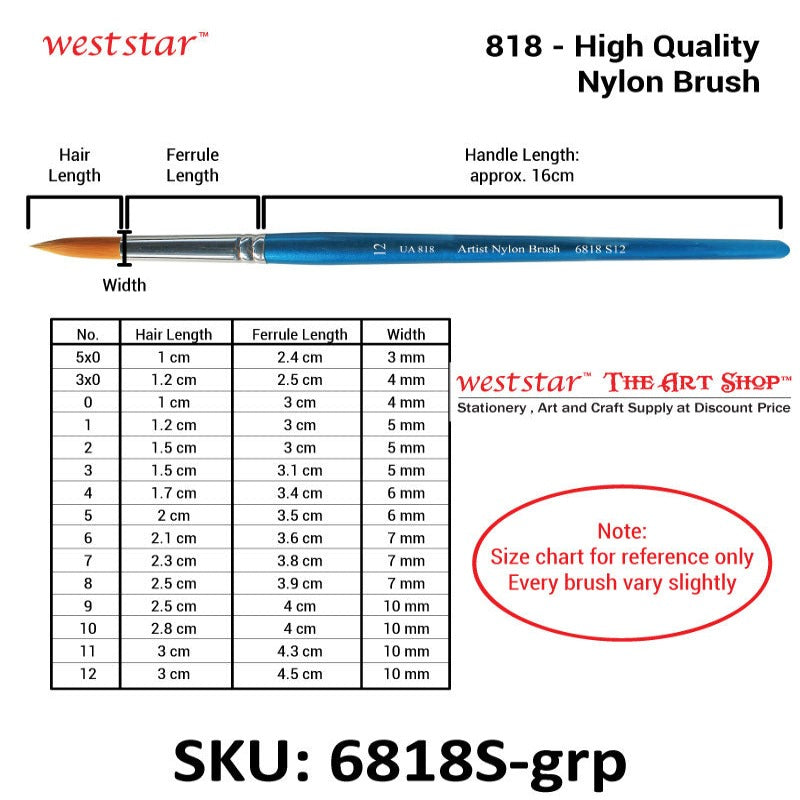 ARTYS 818-S High Quality Nylon Brush Round Watercolour Brush Painting Brush