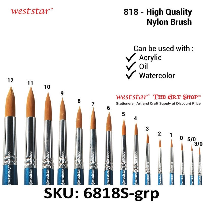 High Quality UA 818-S Nylon Brush Round | Weststar The Art Shop