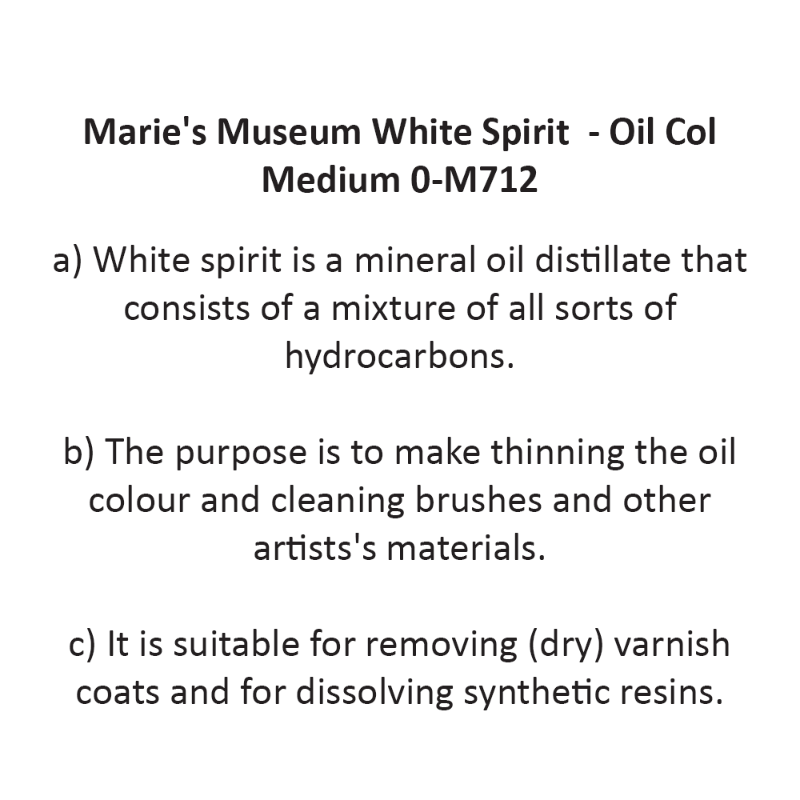 Marie's Museum White Spirit - Oil Col Medium 0-M712