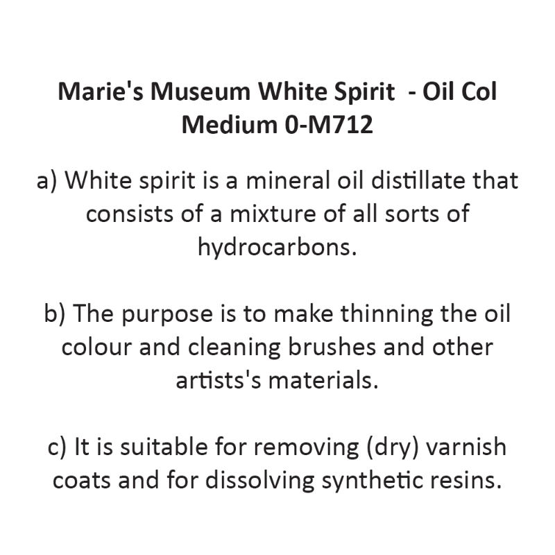 Marie's Museum White Spirit  - Oil Col Medium 0-M712