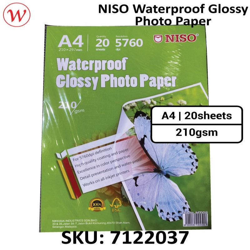Inkjet Waterproof Glossy Photo Paper 20sheets | A4 - 210gsm