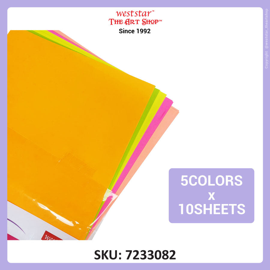 A4 Color Paper, Assorted Fluorescent (80gsm x 50sheets)