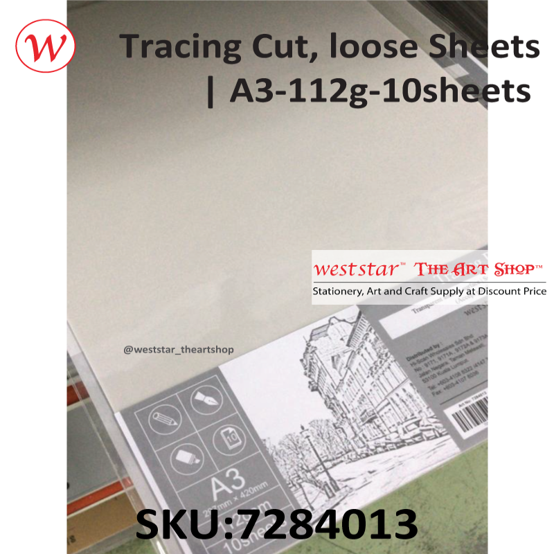 Tracing Paper, Loose Leaf, Loose Sheets (112gsm) A3 10sheets
