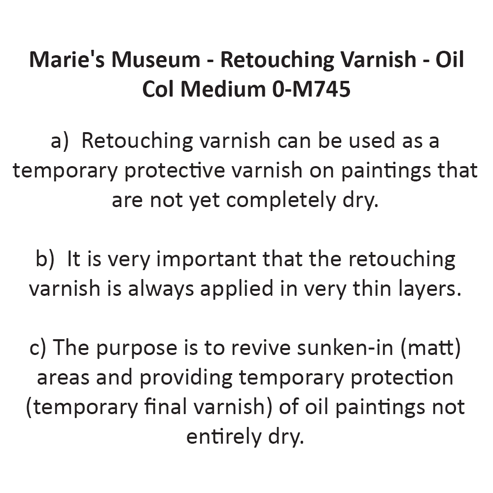 Marie's Museum - Retouching Varnish O-M745 - 75ml | (For Oil Color)