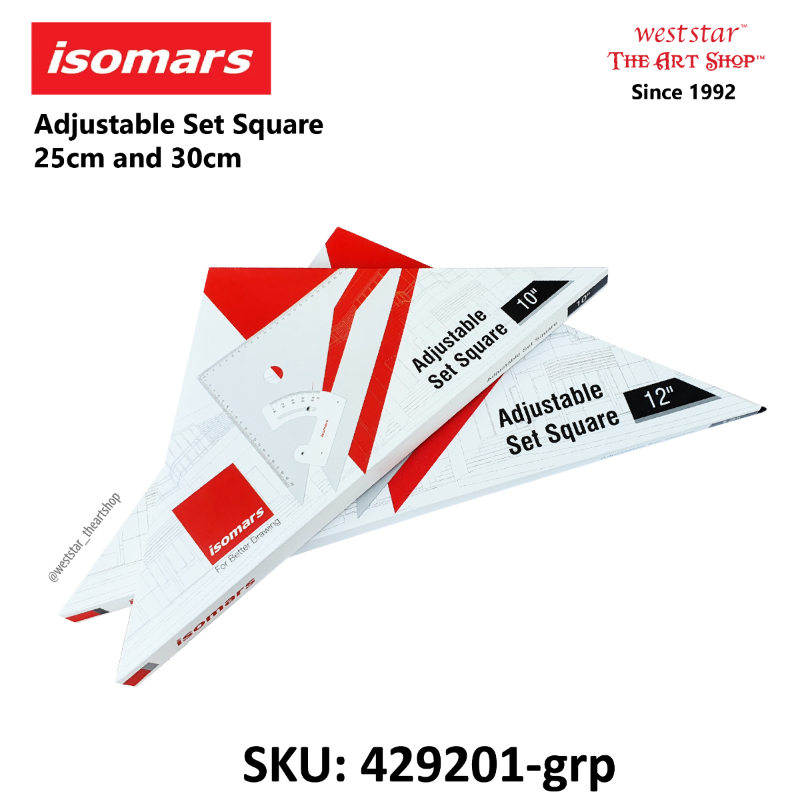 Isomars Adjustable Set Square 25cm (10") & 30cm (12")